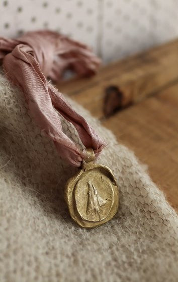 Virgin of Covadonga Pendant - Gold plated brass