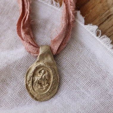 Saint James the Apostle Knight Pendant - Gilded brass