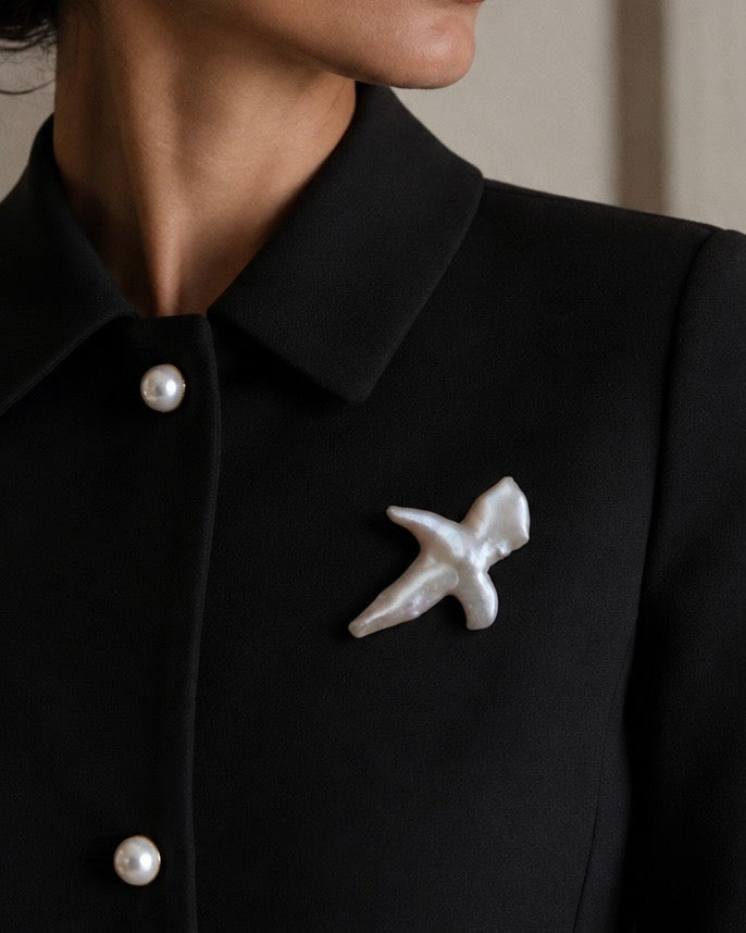 Broche Perla Pajaritos