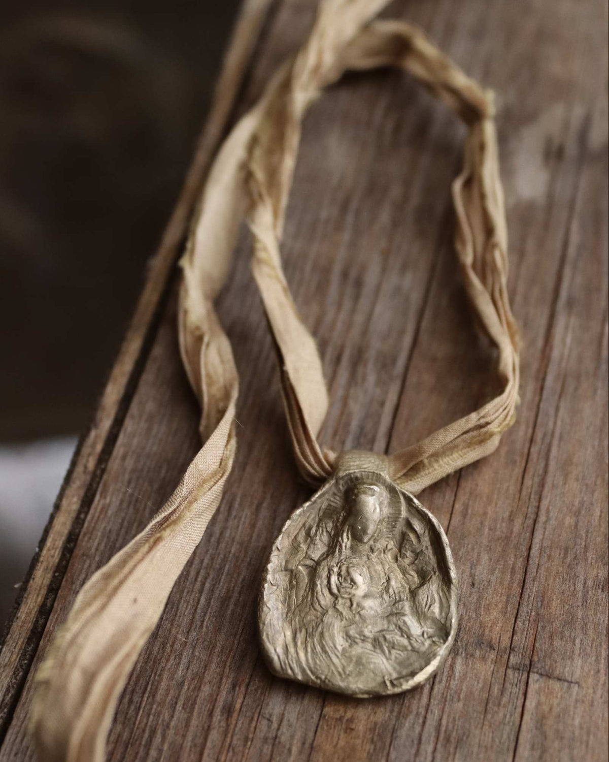 Virgin and Child Pendant - gold-colored brass
