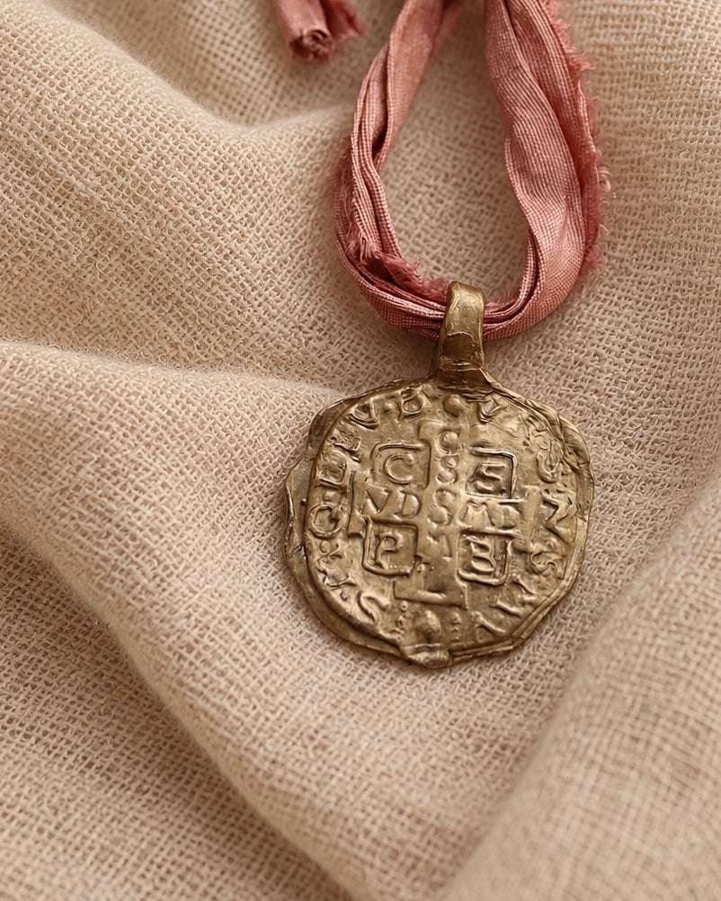 St Benedict Cross Pendant - gold-colored brass