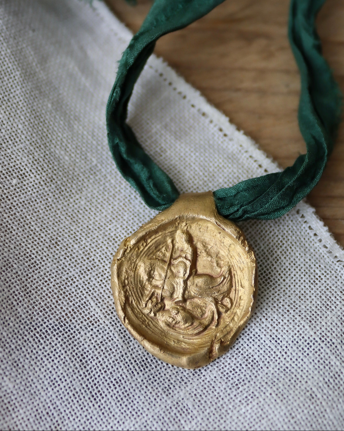 St. George Pendant - Gilded brass