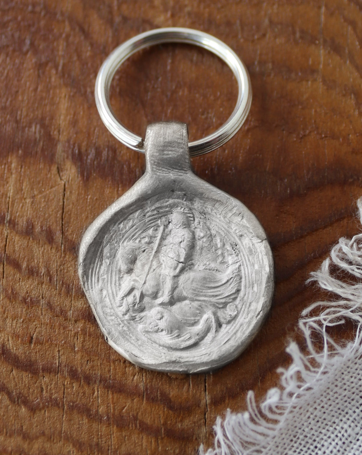 Saint George Keychain - Silver