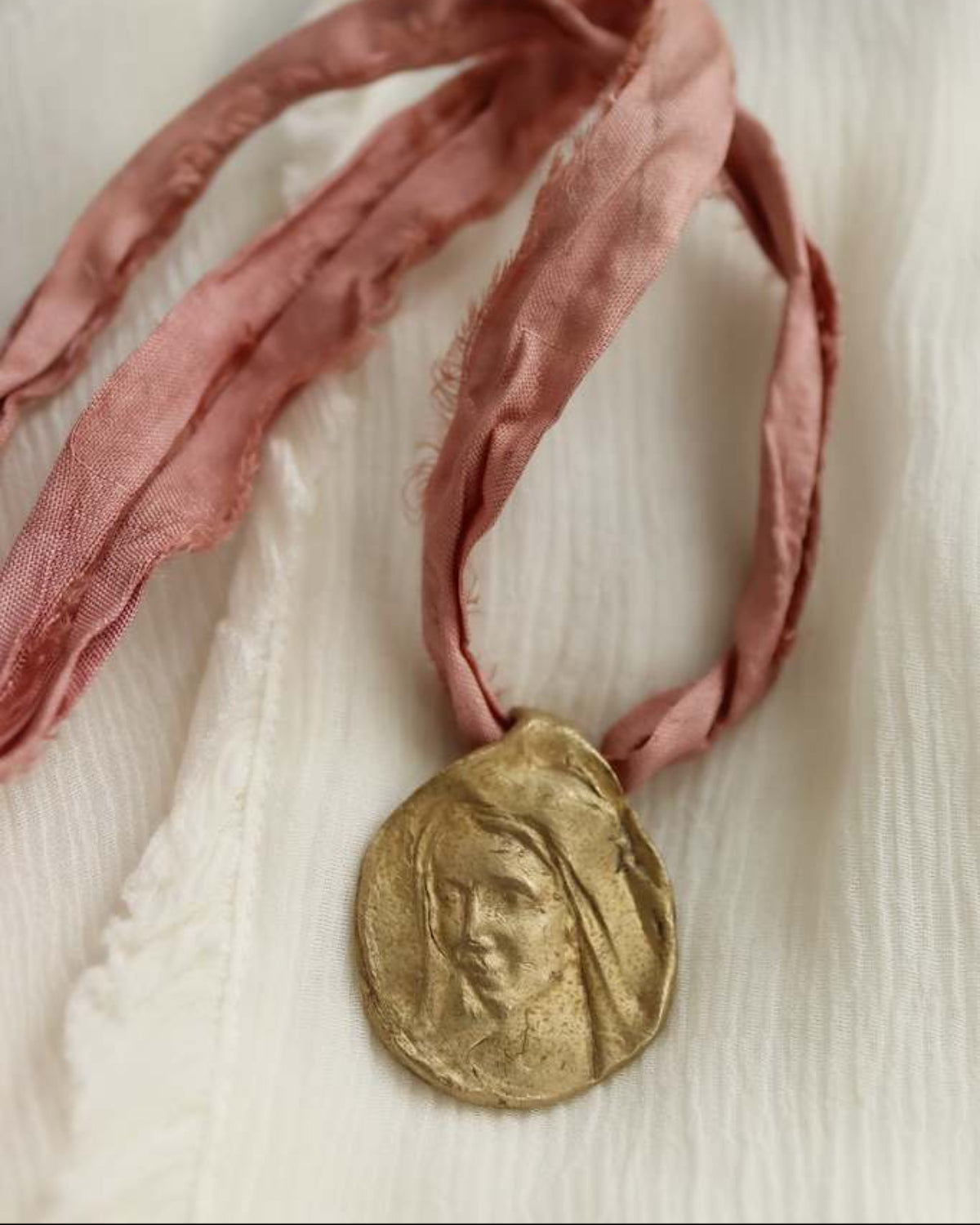 Medjugorje Virgin Pendant - Gilt Brass