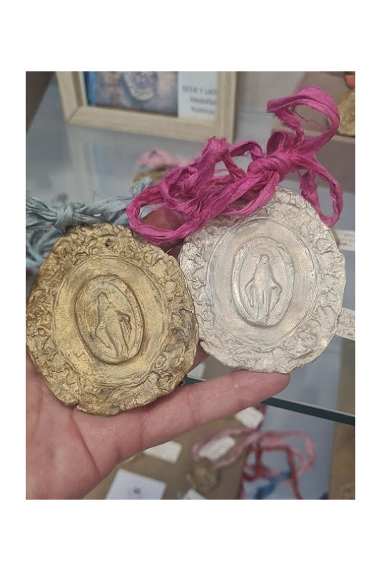 Medallas Milagrosa cuna en plata y latón tamaño XL