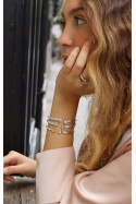 Brazalete luna plata con diamantes en bruto.