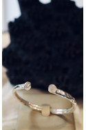 Brazalete luna plata con diamantes en bruto.