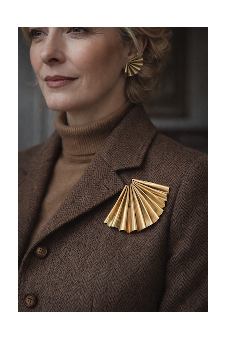 Broche en forma de abanico. Hecho artesanalmente en España por Sandra Bellew.