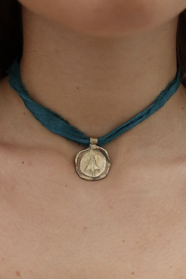 Virgin of Covadonga Pendant - Gold plated brass