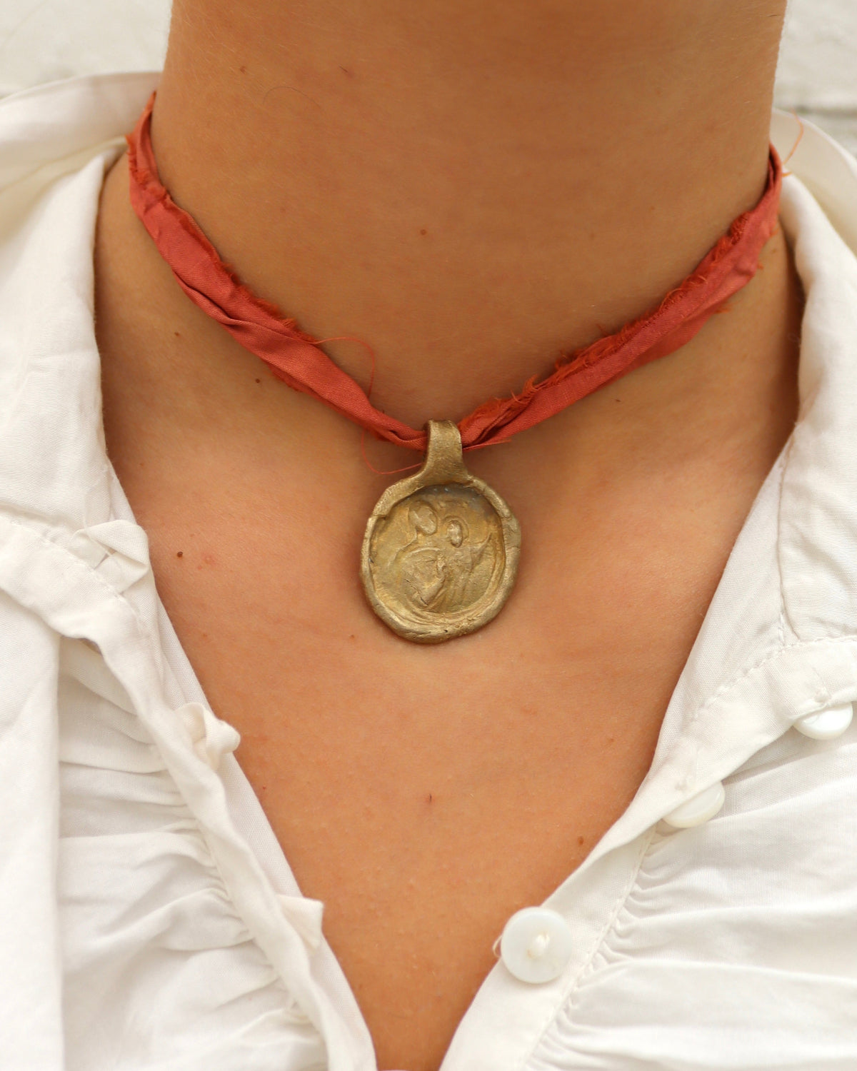 Saint Anne Pendant - gold-colored brass
