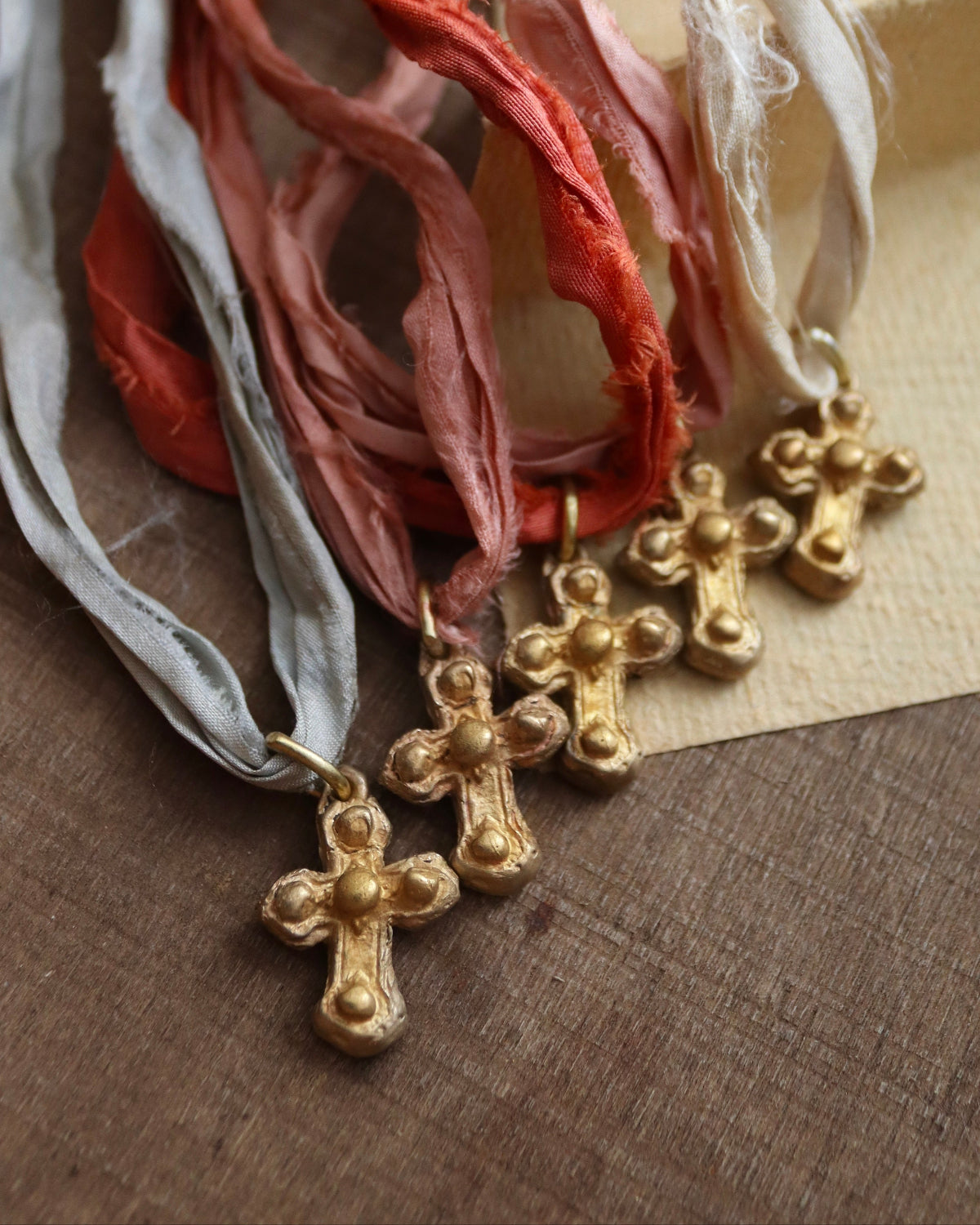 Baroque Pendant Cross - gold-colored brass