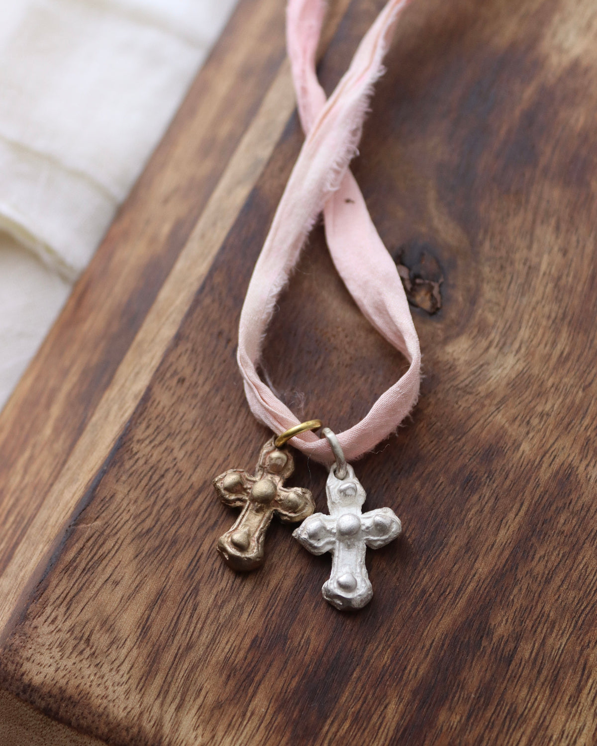 Baroque Pendant Cross - gold-colored brass
