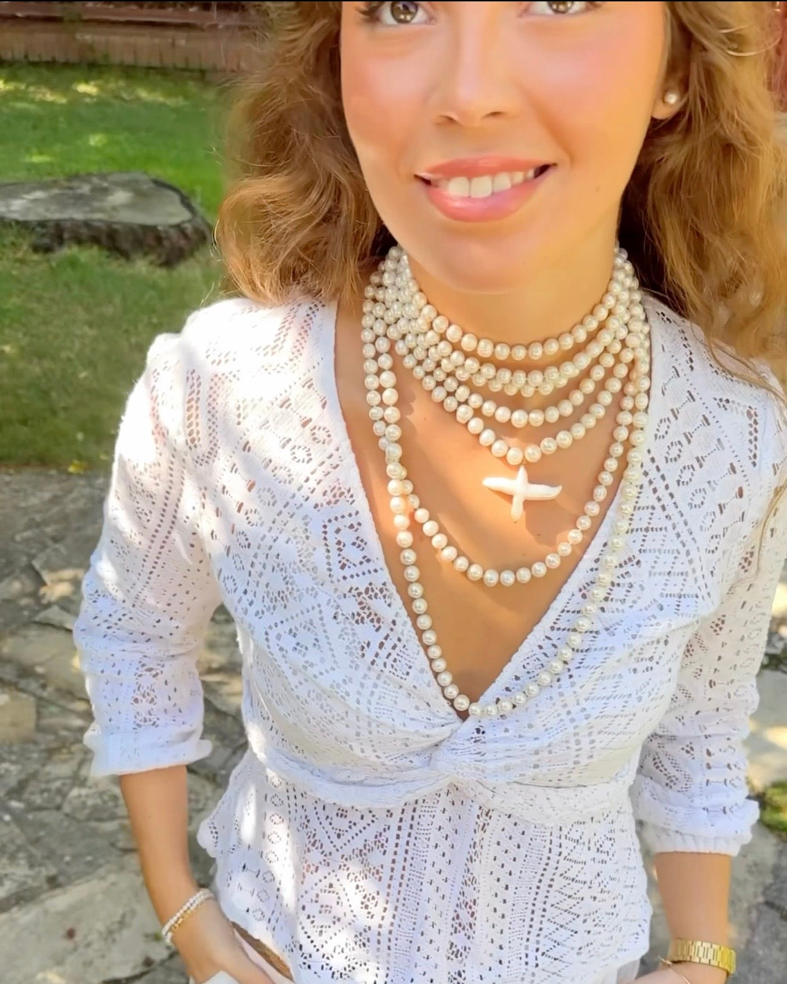 Collar de perlas en cascada
