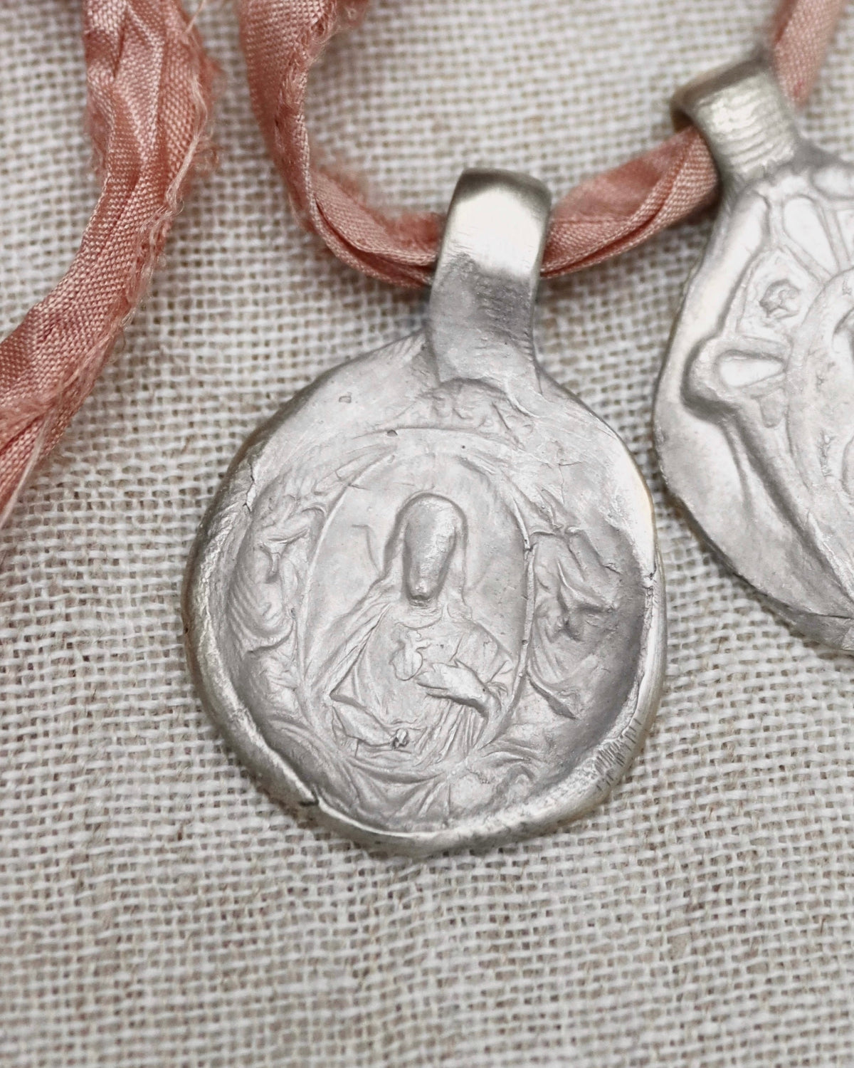 Carmelite Scapular and Sacred Heart Pendant - Silver
