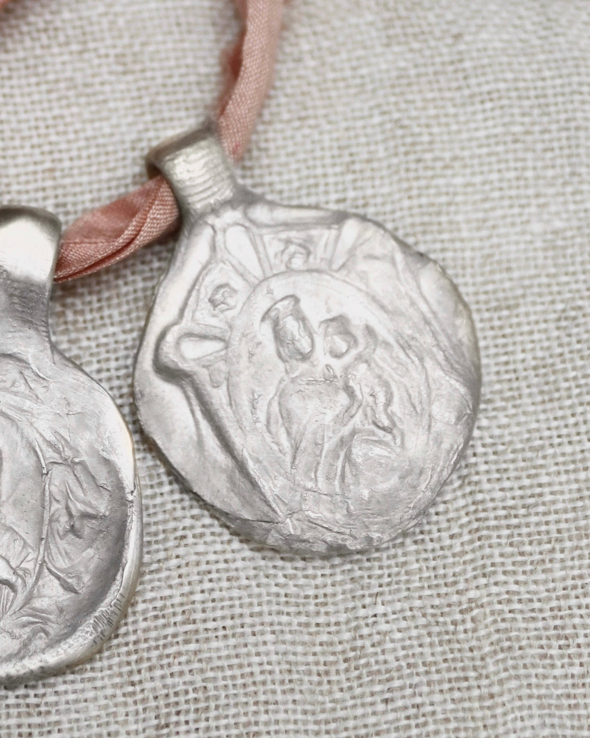 Carmelite Scapular and Sacred Heart Pendant - Silver