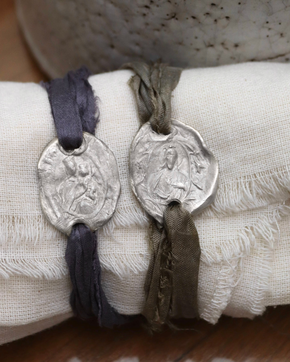 Escapulario del Carmen y el Sagrado Corazón Pulsera - Plata