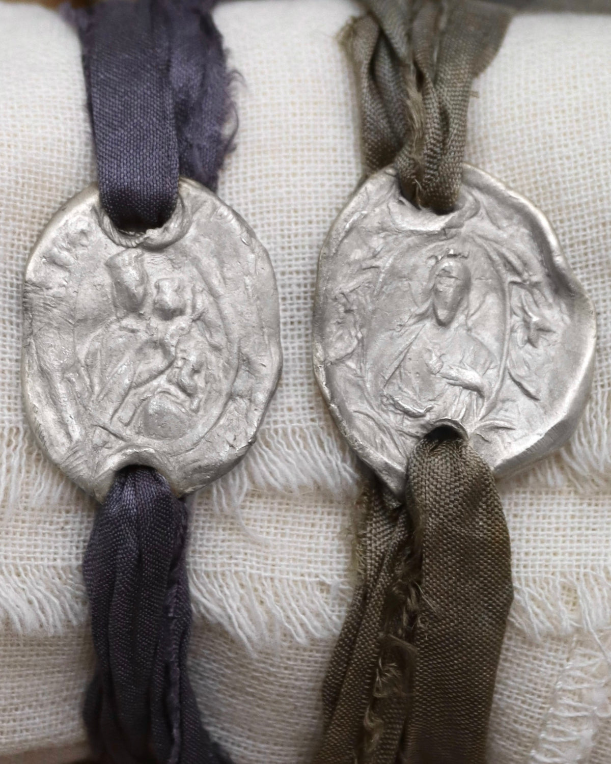 Escapulario del Carmen y el Sagrado Corazón Pulsera - Plata