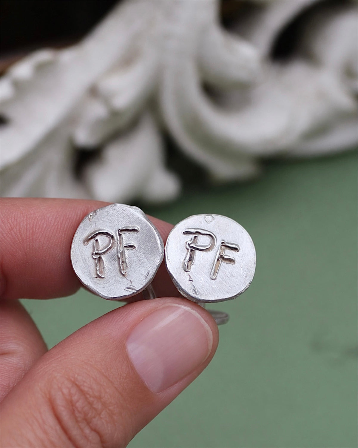 Gemelos con Iniciales - Plata
