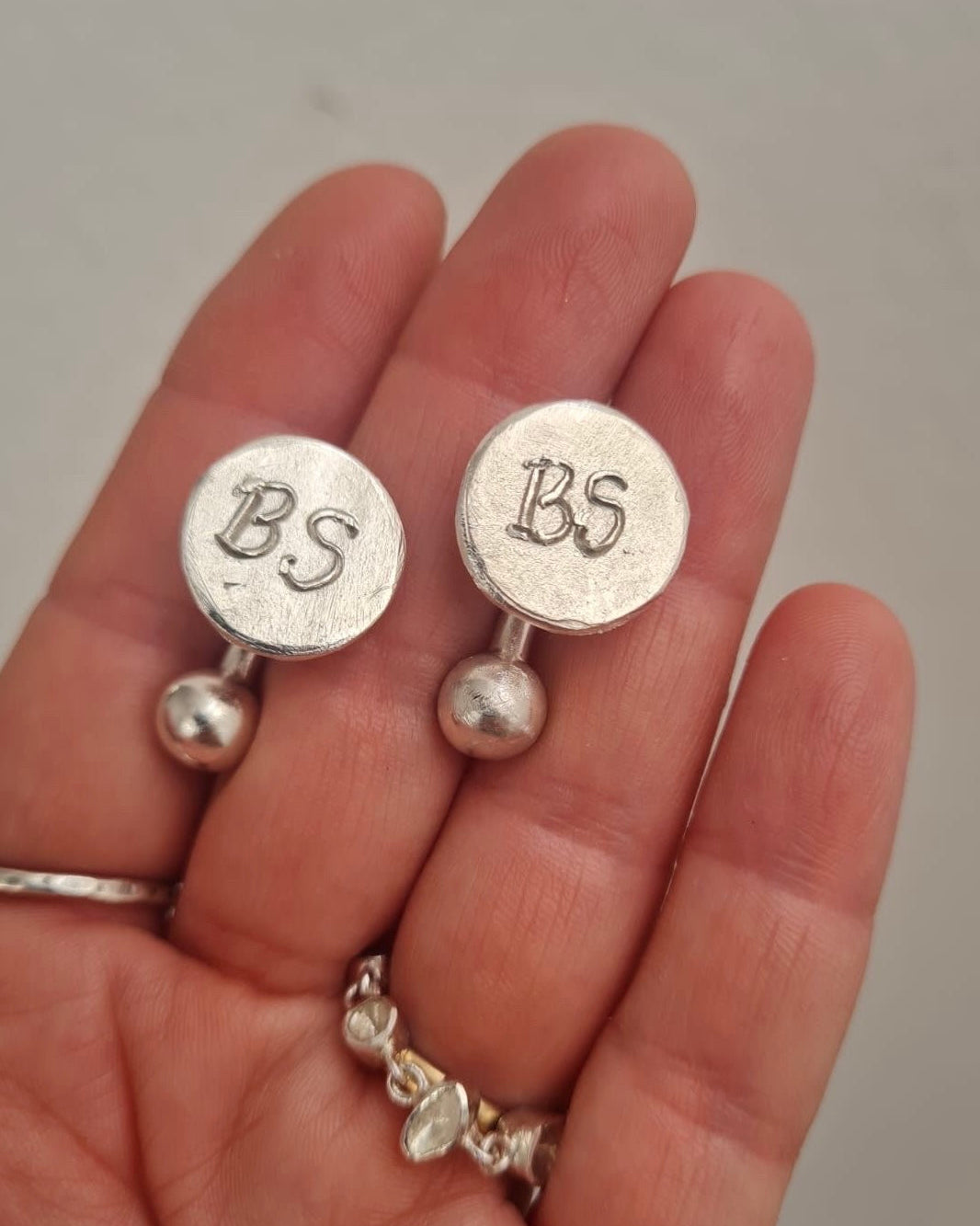 Gemelos con Iniciales - Plata