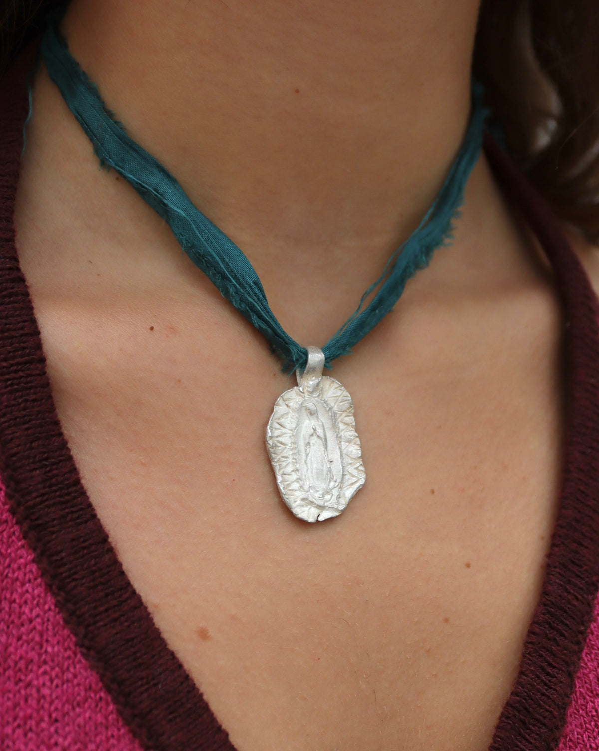 Virgen Guadalupana Colgante - Plata