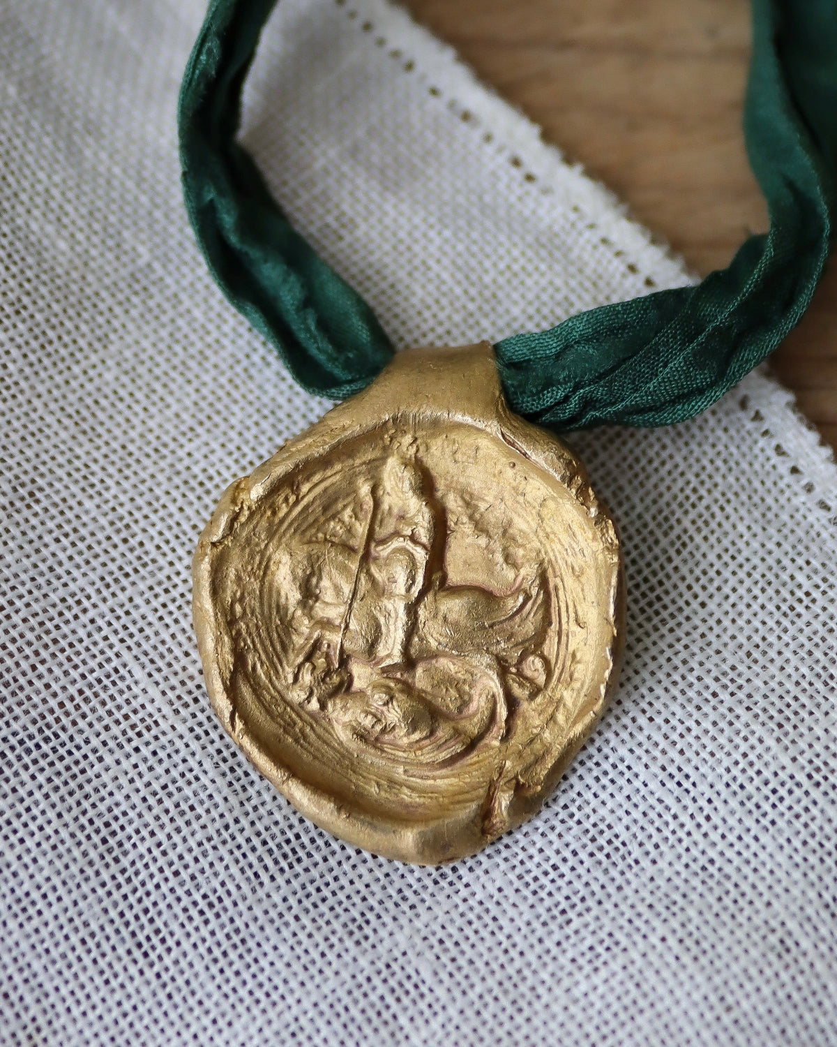 St. George Pendant - Gilded brass