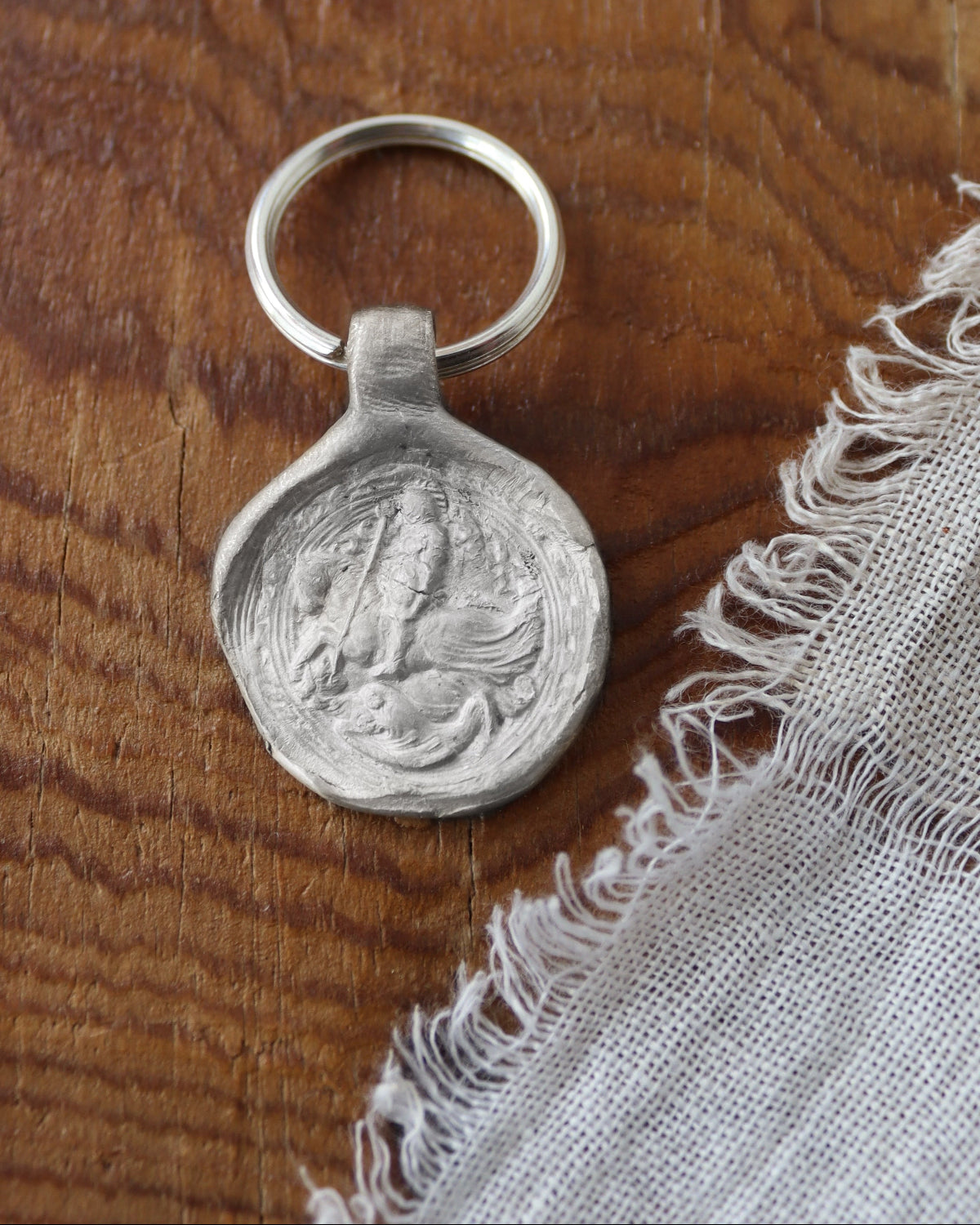 Saint George Keychain - Silver