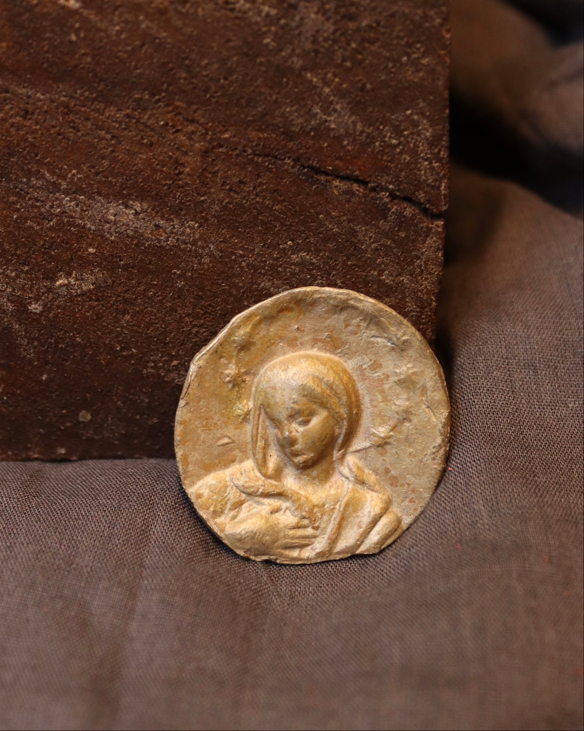 Our Lady of Mercy Pendant - Gold Plated Brass