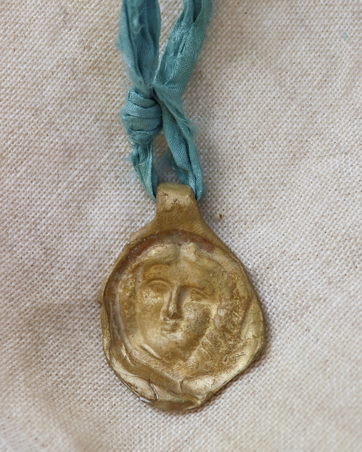 Medusa Coin Pendant - gold-colored brass