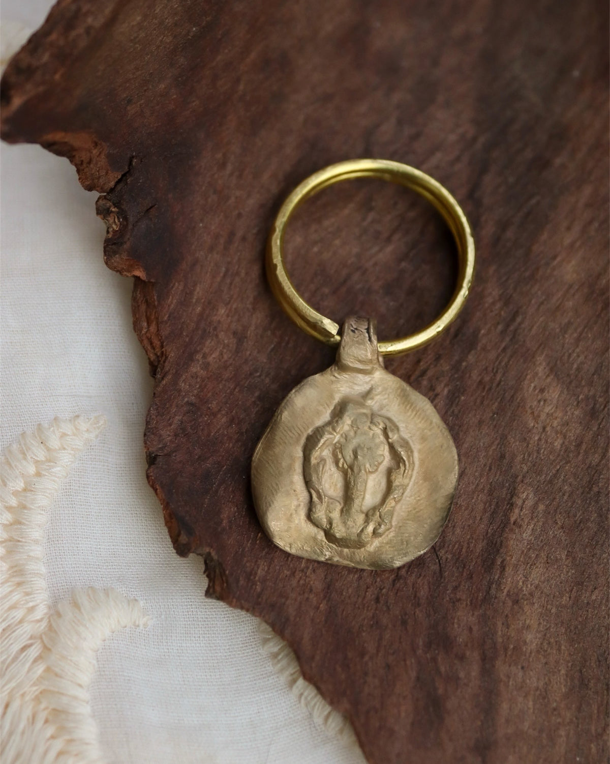 Virgin of Pilar Keychain - Gilded brass