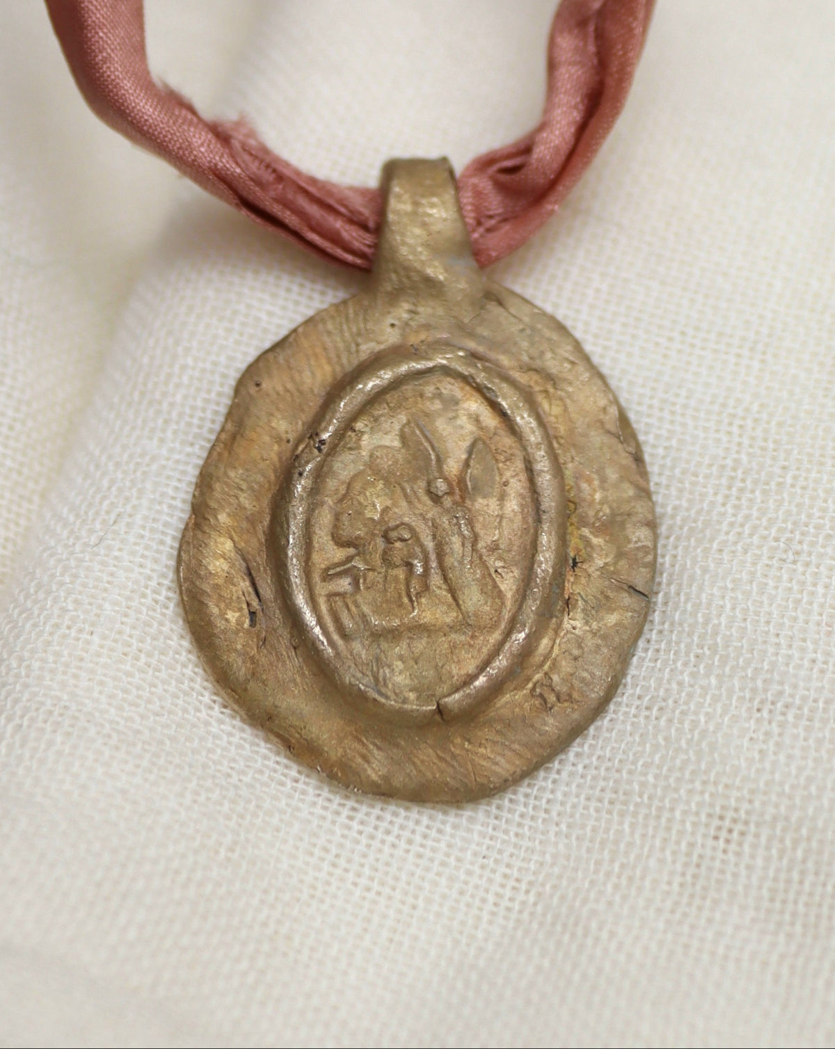 Archangel Saint Raphael Pendant - gold-colored brass